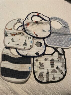 aden + anais Muslin Baby Bibs - Navy, Gray, Cream, Orange